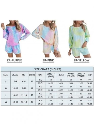 Sets Women's Tie Dye Printed Pajamas Set Long Sleeve Tops With Shorts Lounge Set Casual Two-Piece Sleepwear - Zr-pink - CK19D...