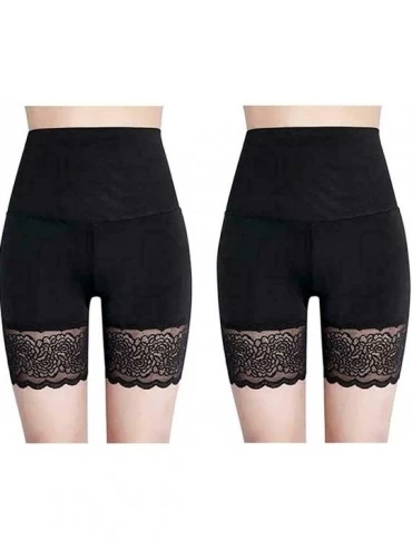 Bottoms Anti-Chafing Ice Silk Thigh Saver Women's Safety Pants - Black+black - CH19DIGXL9X $26.85