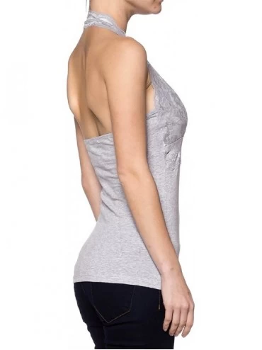 Bras Womens Sexy Halter Classic Open Back Sleeveless Camisol Top - Bekdowt299_heather_gray - CH128MLLC4N $10.53