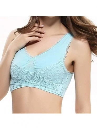 Bras Women Seamless Sport Bra Front Cross Adjustable Side Buckle-Removable Pad Breathable Wireless Sexy Lace Bra for Daily Li...