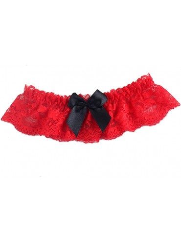 Garters & Garter Belts Ealafee 2020 Sexy Lace Wedding Garters for Bride with Bow Party Prom Leg Garter - Red - C3199UMCW56 $2...