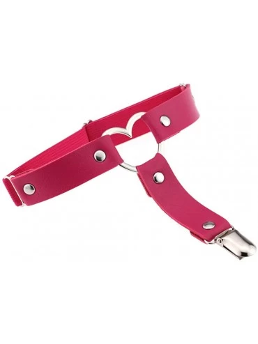 Garters & Garter Belts Women's Gothic Punk Garter Belt Adjustable PU Leather Leg Ring Heart Shaped Ring Leg Sling - Rose Red ...