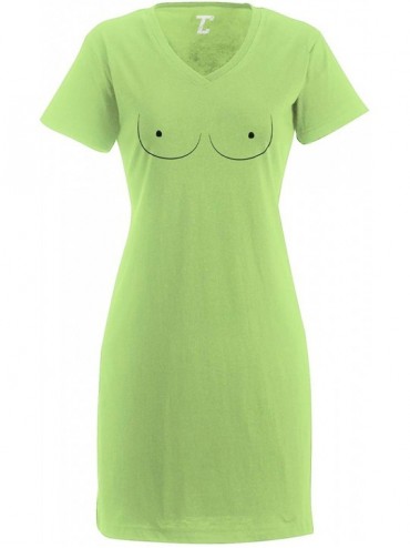 Nightgowns & Sleepshirts Breasts - Funny Drawing Women's Nightshirt - Light Green - CS18RHH524C $48.72