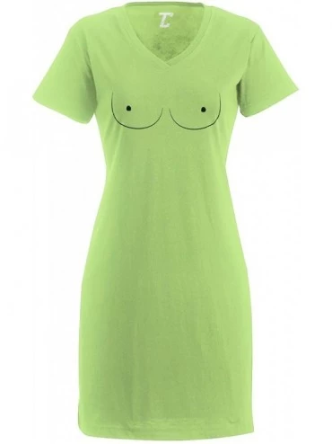 Nightgowns & Sleepshirts Breasts - Funny Drawing Women's Nightshirt - Light Green - CS18RHH524C $43.37