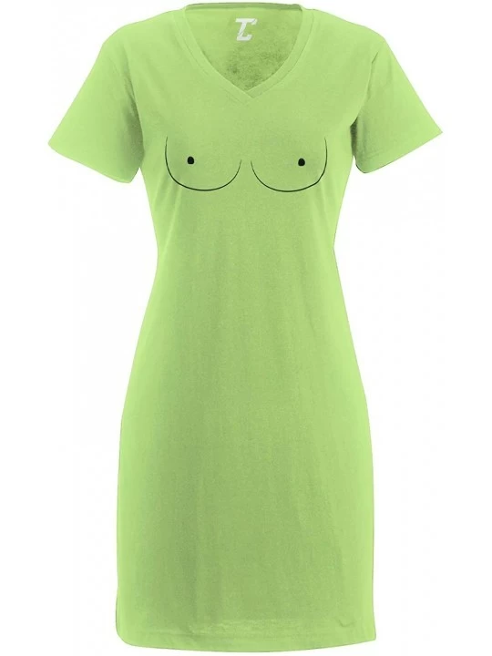 Nightgowns & Sleepshirts Breasts - Funny Drawing Women's Nightshirt - Light Green - CS18RHH524C $26.73