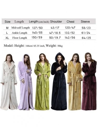 Robes Womens Fuzzy Plush Long Hooded Robe Full Length Flannel Fleece Bathrobe Warm Housecoat - Lilac - CQ18KRANA37 $35.67