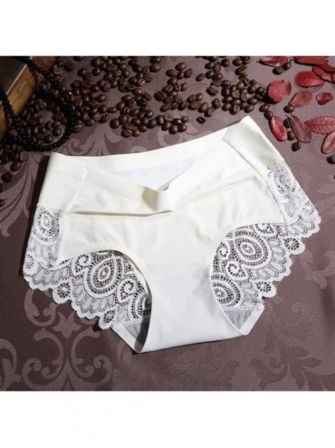 Panties Panties- 1 Pack Women Hollow Out Lace Flower Briefs Solid Color Seamless Underwear Gift for Lover Girlfriend White M ...
