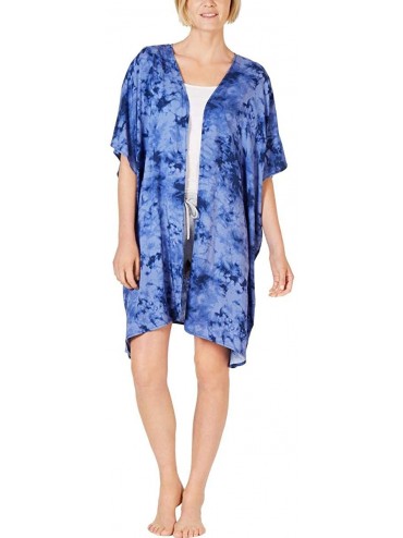 Robes Womens Comfy Sleepwear Wrap Robe Blue O/S - CZ19C63W27R $26.98