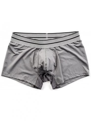 Boxer Briefs Men's Trunks Cut Boxer Brief Underwear - Grey Poly Sport - C712D0115LF $40.78