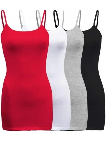 Camisoles & Tanks 4 Pack - Women's Basic Cami with Adjustable Spaghetti Straps Tank Top - Fuchsia/White/Black/H.grey - CY18QS...