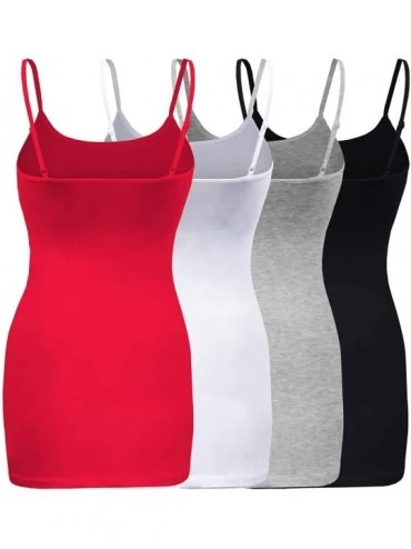 Camisoles & Tanks 4 Pack - Women's Basic Cami with Adjustable Spaghetti Straps Tank Top - Fuchsia/White/Black/H.grey - CY18QS...