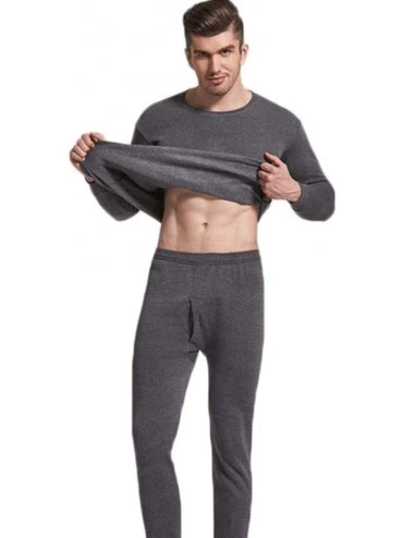 Sleep Sets Men Seamless Elastic Warm Velvet Inner Wear Thermals Underwear Pajama Set for Home - Dark Gray - C918AU9Q6NN $29.82