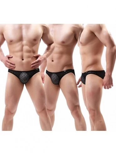 Briefs Men Briefs Lace Silk Low Rise Bikini Briefs and Breathable Underwear B170 - 4-pack Mixed Color a - CH18T83DMHO $18.83