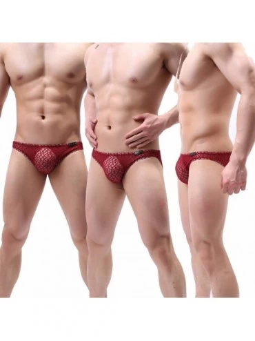 Briefs Men Briefs Lace Silk Low Rise Bikini Briefs and Breathable Underwear B170 - 4-pack Mixed Color a - CH18T83DMHO $18.83