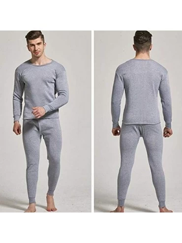 Sleep Sets Men Seamless Elastic Warm Velvet Inner Wear Thermals Underwear Pajama Set for Home - Dark Gray - C918AU9Q6NN $16.27