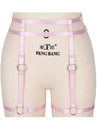 Garters & Garter Belts Body Harness Mesh Garter Belt with Straps for Stockings/Lingerie - Mlcp0007pink - CG18R3QA0N3 $15.70