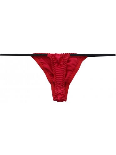 Panties Women Silk String Bikini Briefs Sexy Underwear Stretch Adjustable Waist - Red - CE185ECY2IO $26.60