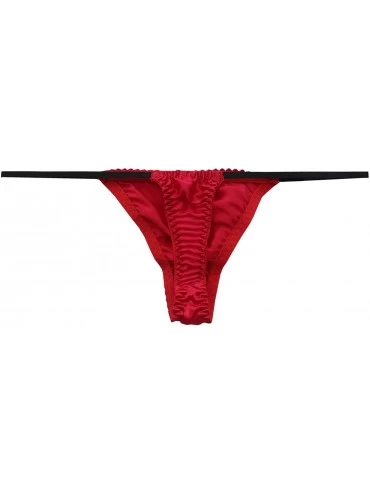Panties Women Silk String Bikini Briefs Sexy Underwear Stretch Adjustable Waist - Red - CE185ECY2IO $11.71