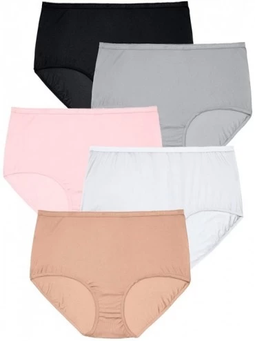 Panties Women's Plus Size 5-Pack Pure Cotton Full-Cut Brief Underwear - Basic Pack (0936) - CV18LZZ5AYO $45.55