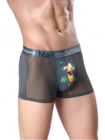 Boxer Briefs Men's Boxer Ice Silk Mesh Yarn 3D Print Breathable Boxer Briefs Ultra-Thin Transparent Fashion Underwear - Banan...