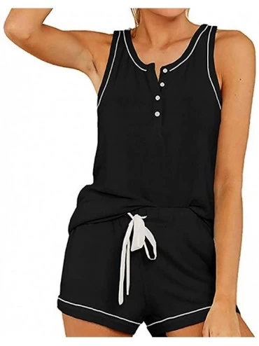 Sets Women Tie Dye Sweatsuit Tank Top Shorts Pajamas Set Sleepwear - Black - CU190HMGRI2 $67.96
