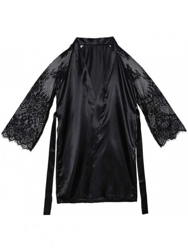 Accessories Pure Color Plus Size Nightgown for Women Relax and Feel Comfortable See-Through Blouses - Black - CR198N0WC8T $55.53