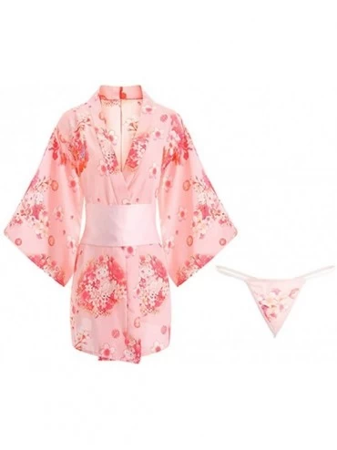 Robes Women Erotic Lingerie Japanese Sakura Cat Kimono Bathrobe Anime Cosplay Yukata - CE19E4IEQKQ $42.25