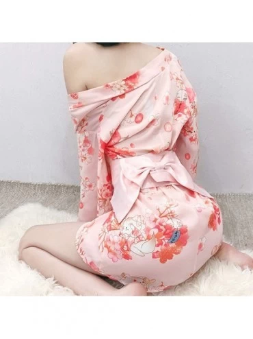 Robes Women Erotic Lingerie Japanese Sakura Cat Kimono Bathrobe Anime Cosplay Yukata - CE19E4IEQKQ $28.17