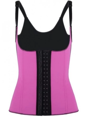 Shapewear Women's Workout Waist Cincher Trainer Latex Corset Vest with Straps - 3 Hook-and-eye&straps Pink - CM126RD4S4J $37.39