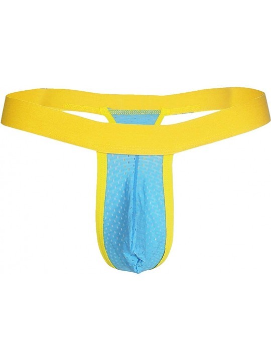 G-Strings & Thongs Men Micro Thongs Bulge Pouch Breathable G-String T-Back Panties Low Rise Bikini Underwear - Blue - CJ193W8...