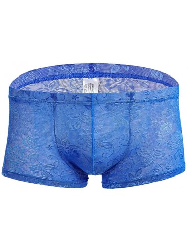 G-Strings & Thongs Underwear for Mens- Full Lace Soft Underpants Comfort Boxer Brief Knickers Shorts Lingerie - Blue - CG18UD...