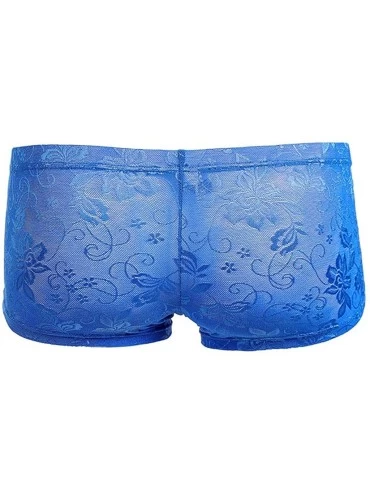 G-Strings & Thongs Underwear for Mens- Full Lace Soft Underpants Comfort Boxer Brief Knickers Shorts Lingerie - Blue - CG18UD...