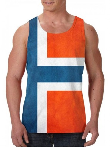 Undershirts Men's Soft Tank Tops Novelty 3D Printed Gym Workout Athletic Undershirt - Vintage Norway Norge Flag - CN19D7ZHCS4...