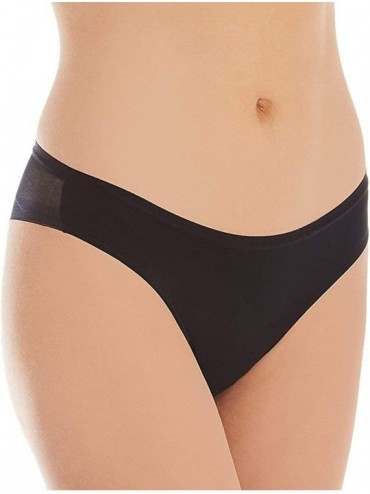 Panties Women's Sheer Bliss Tanga Panty- Invisible Lightweight Mesh - Black - C818UGS9N50 $23.28