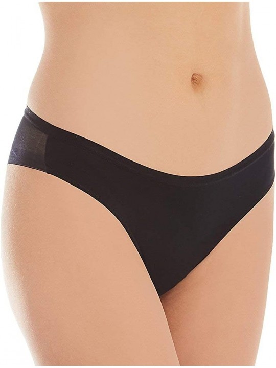 Panties Women's Sheer Bliss Tanga Panty- Invisible Lightweight Mesh - Black - C818UGS9N50 $20.18