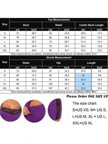 Sets Women Sleepwear Lace Pajamas Set Shorts Nightwear Camisole Short Sets - Purple(one Size Up) - CW186GM2G8I $41.94