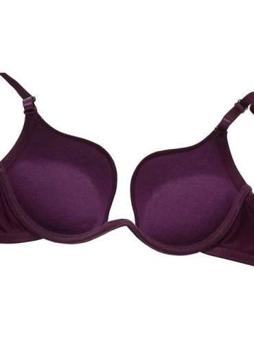 Bras Women's Deep U Push Up Multi-Way Convertible Plunge Bra - Purple - CS183RET327 $16.66