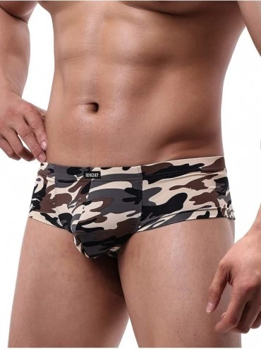Boxer Briefs Men's Camouflage Cheeky Boxer Briefs Sexy Mini Cheek Thong Underwear Stretch Brazilian Back Mens Under Panties -...