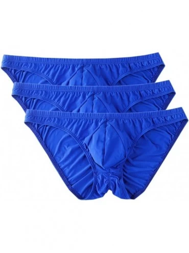 Briefs Men's Underwear Low Waist Seamless Ice Silk Sexy 3 Pack - Blu+blu+blu - CA19223TU5A $23.72
