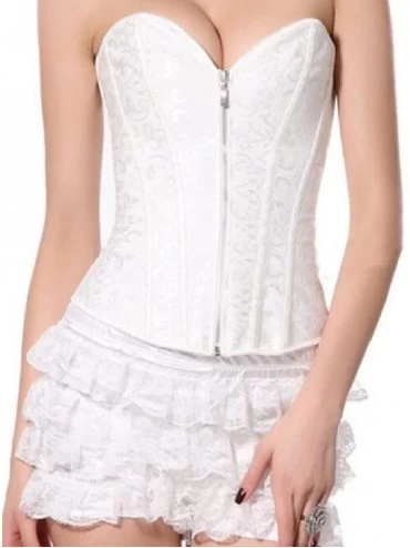 Bustiers & Corsets Women Sexy Fashion Strong Boned Corset Lace up Bustier Top - White - CC18G3ZXW4U $19.75