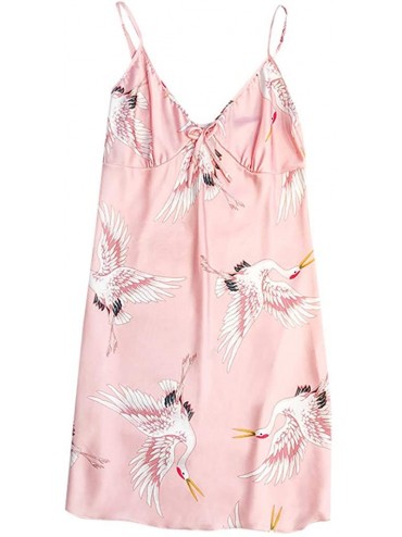 Nightgowns & Sleepshirts Women's Sleepwear Sexy Lingerie Chemise Nightgown Full Slip Lounge Dress Bridal Babydoll - Pink - CN...