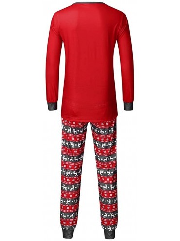 Sleep Sets Matching Family Pajamas Sets Christmas PJ's with Letter and Elk Printed Long Sleeve Tee and Pants Loungewear - Red...