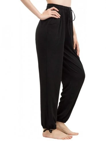 Bottoms Women Pajama Bottoms with Pockets Comfy Casual Cotton Drawstring Lounge Pants - Black-style B - CX18SASDTT3 $12.52