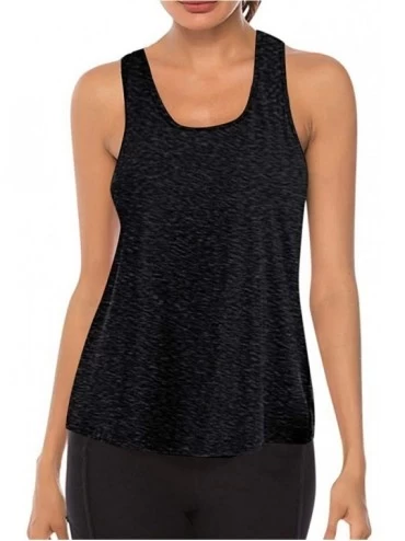 Thermal Underwear Workout Tank Tops for Women - Athletic Yoga Tops- Racerback Running Tank Top - Black - C919CH2Y2Z6 $45.59