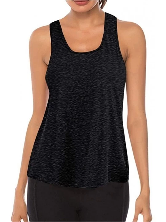 Thermal Underwear Workout Tank Tops for Women - Athletic Yoga Tops- Racerback Running Tank Top - Black - C919CH2Y2Z6 $27.00