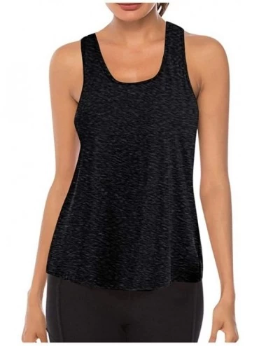 Thermal Underwear Workout Tank Tops for Women - Athletic Yoga Tops- Racerback Running Tank Top - Black - C919CH2Y2Z6 $27.00