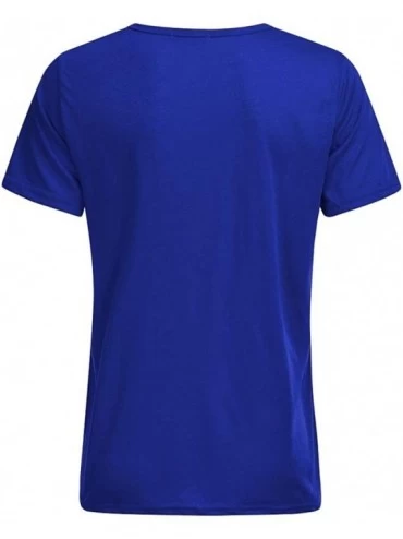 Trunks Men's Cotton Printed Crewneck Solid Comfortable Casual Simple Short Sleeve T-Shirt Top Blouse - Blue1 - CM1952ZRS6X $1...