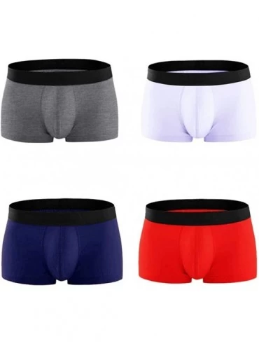 Boxer Briefs Men's Underwear - 4-Pack Boxer Briefs Breathable Pouches Cotton Stretch Short Leg Underpants - Gray-white-navy-r...