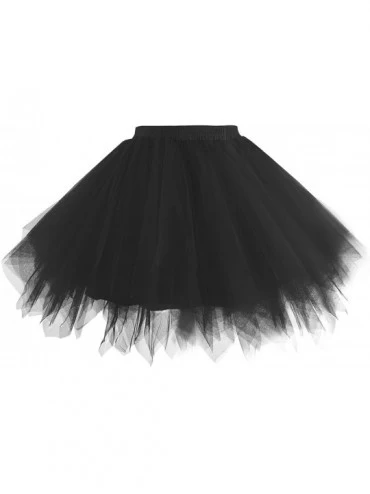 Slips Women 1950s Short Vintage Tulle Petticoat Skirt Ballet Bubble Tutu - A-black - C018OTCLR9I $35.22