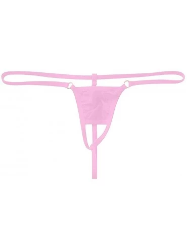 G-Strings & Thongs Men's Sexy Open Front Hole G String See Through Thong Sexy T Back Underwear - Pink - CU196HELT6H $11.68